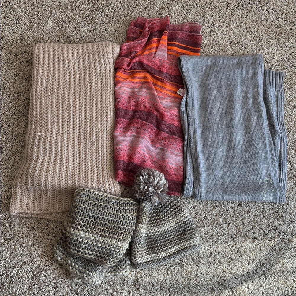 Women’s Scarf Bundle Lot of 5 Winter Neck Scarves